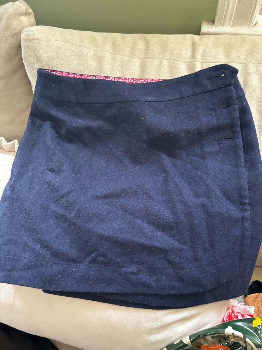 Vineyard Vines Navy Blue Wrap Skirt with Pink Lining